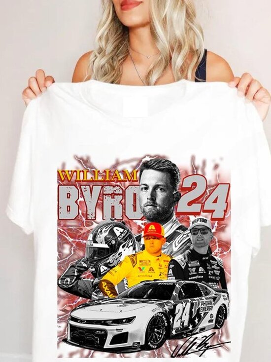 Tops - William Byron Nascar white Shirt